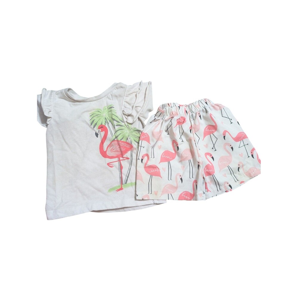 Toddler Flamingo Outfit Set 18M Shirt & Shorts